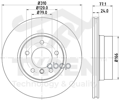 Диск тормозной передний TYREN арт. TYR1010661