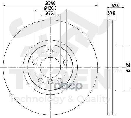 Диск тормозной передний TYREN арт. TYR1010911