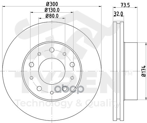 Диск тормозной передний TYREN арт. TYR1011271