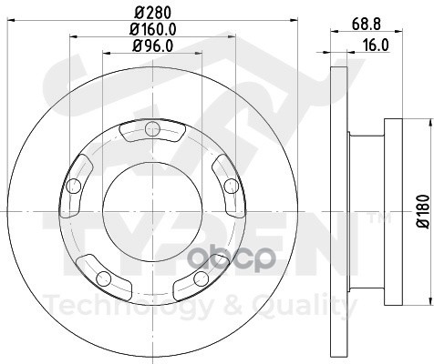 Диск тормозной задний TYREN арт. TYR1012821