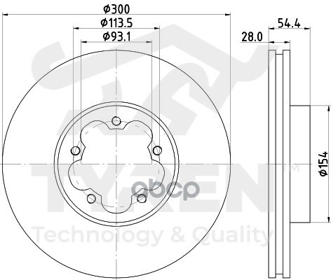 Диск тормозной передний TYREN арт. TYR1012901