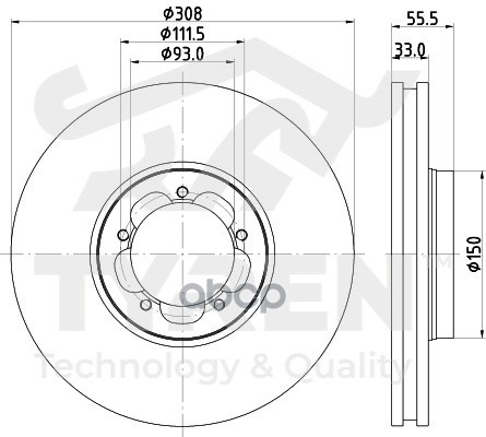 Диск тормозной передний TYREN арт. TYR1012951
