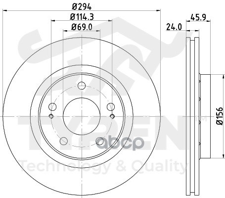 Диск Тормозной Передний TYREN арт. TYR1013851