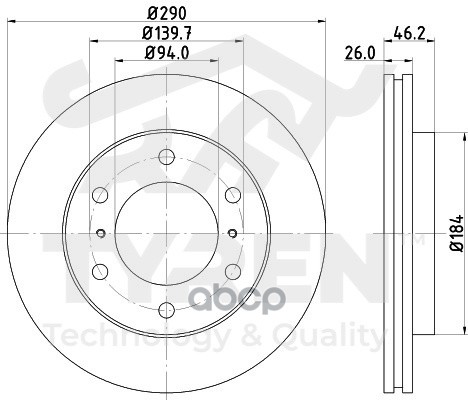 Диск Тормозной | Перед | TYREN арт. TYR1013951