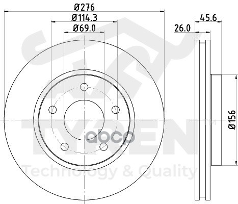 Диск Тормозной | Перед | TYREN арт. TYR1013981
