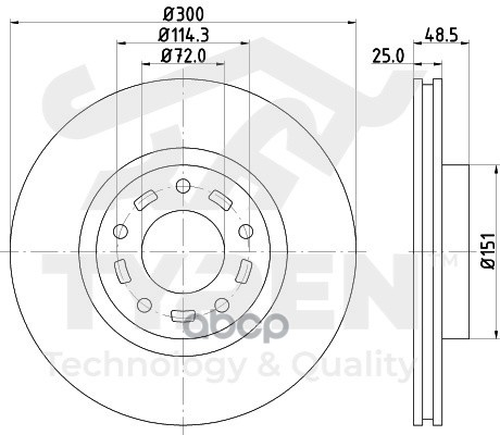 Диск тормозной передний TYREN арт. TYR1014381