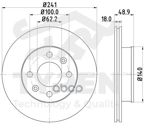 Диск тормозной передний TYREN арт. TYR1016071