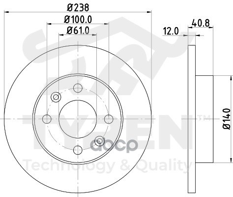Диск Тормозной | Перед | TYREN арт. TYR1017341