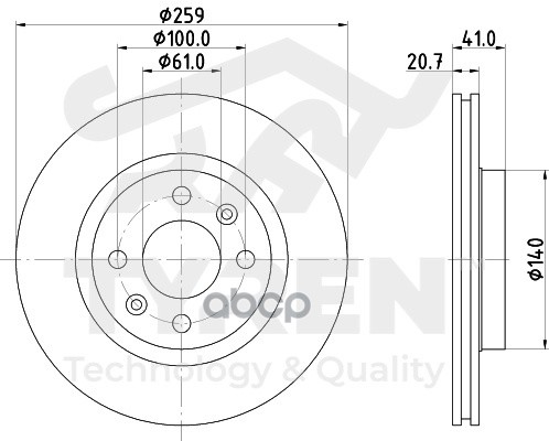 Диск тормозной передний TYREN арт. TYR1017361
