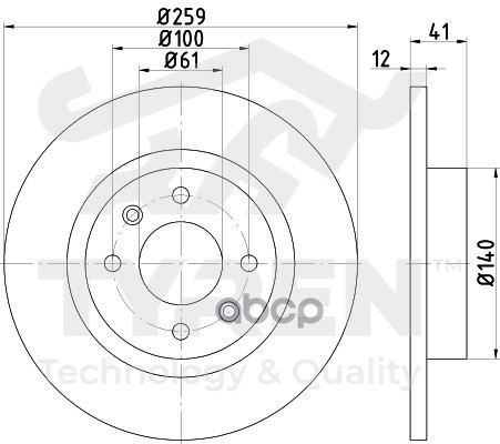 Диск тормозной передний TYREN арт. TYR1017621