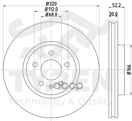 Диск тормозной передний TYREN арт. TYR1023221