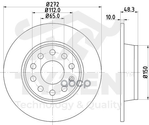 Диск тормозной задний TYREN арт. TYR1023321