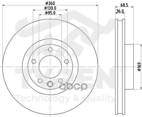 Диск тормозной передний левый TYREN арт. TYR1023411