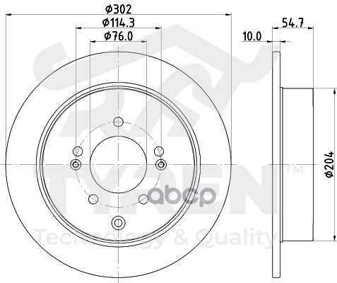 Диск Тормозной С Покрытием Задний TYREN арт. TYR1114211