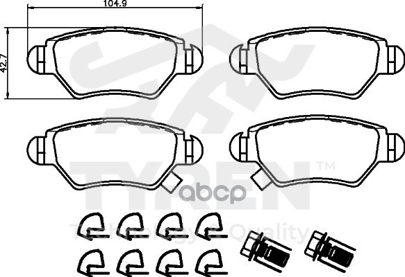Колодки тормозные дисковые задние TYREN арт. TYR1216791