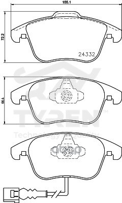 Колодки тормозные дисковые передние TYREN арт. TYR1219941