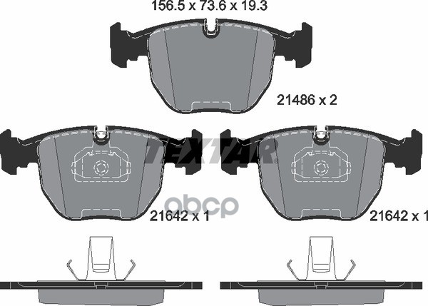Колодки передние с противошумной пластиной Q+ BMW E38/39/E53(X5) TEXTAR 2148602 Textar арт. 2148602
