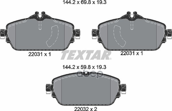 Колодки передние с противошумной пластиной Q+ MERCEDES-BENZ TEXTAR 2203101 Textar арт. 2203101