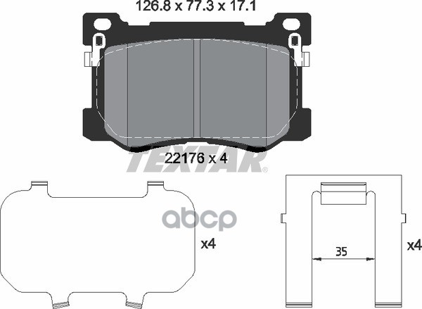 Колодки Тормозные Дисковые Передние Hyundai Genesis 14- 4Wd R17/18/ Hyundai Equus 08- /Kia Quoris 12- Textar арт. 2217601