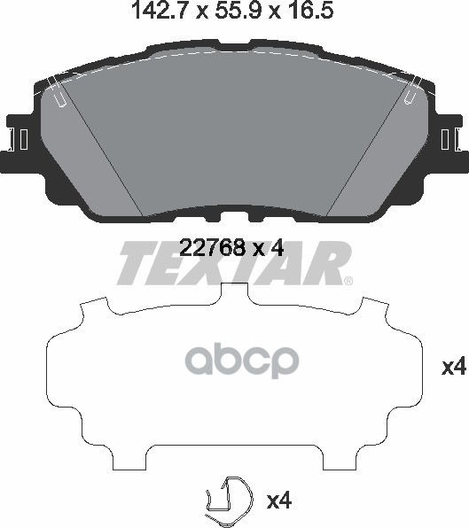 Колодки передние TOYOTA Avalon/Camry V70/Rav4 V / LEXUS ES/UX 18-> TEXTAR 2276801 Textar арт. 2276801
