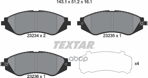 Колодки Тормозные Дисковые | Перед | Textar арт. 2323401