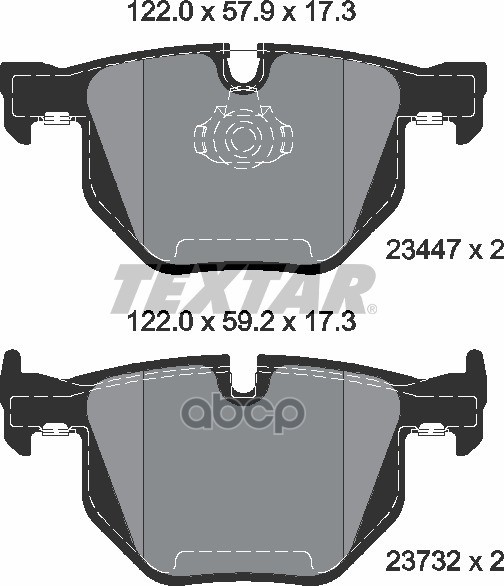 Колодки задние с противошумной пластиной Q+ BMW X5(E70)/X6(E71) all 07-> TEXTAR 2344704 Textar арт. 2344704