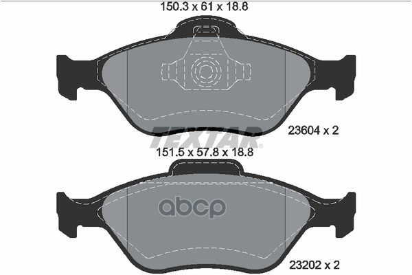 Колодки передние с противошумной пластиной Q+ FORD FIESTA/FUSION TEXTAR 2360406 Textar арт. 2360406