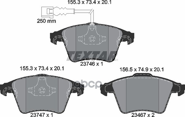 Колодки передние с противошумной пластиной Q+ VW T5 / Multivan TEXTAR 2374602 Textar арт. 2374602