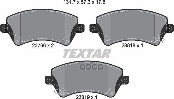 Колодки передние с противошумной пластиной Q+ TOYOTA Cor 1.4-1.8 2000-> TEXTAR 2376601 Textar арт. 2376601