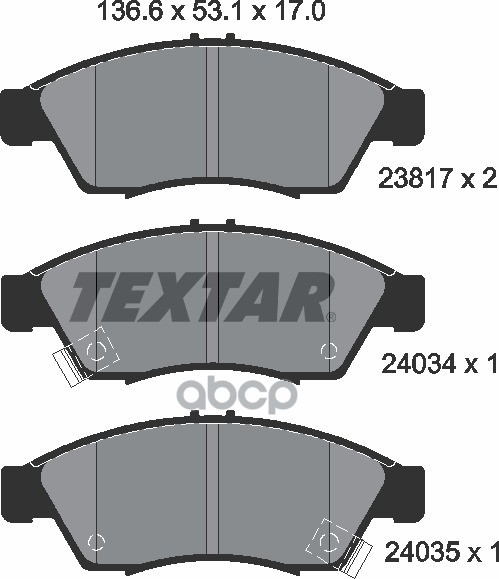 Колодки Тормозные Дисковые Компл. Aerio (Er) Aerio Ranchera Familiar (Er) Aerio Kombi (Er) Aerio Est Textar арт. 2381701