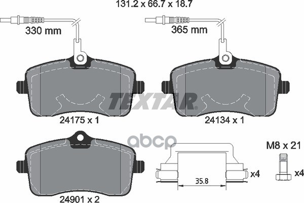 Колодки Дискового Тормоза Задние Opel Astra 1.8-2.2Dt/Zafira 2.2I/Dti Textar арт. 2417501