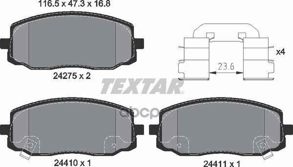 Колодки Тормозные Дисковые Компл. I 10 Grand I10 (Ia) I10 (Pa) I10 (Ia) Morning (Ba) Picanto (Ba) Su Textar арт. 2427501