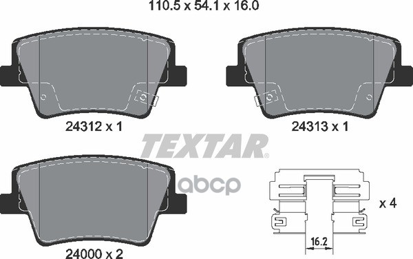 Колодки Тормозные Дисковые Задние Hyundai Santa Fe 18- Textar арт. 2431201