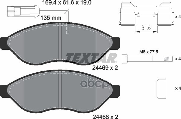 Колодки Тормозные Дисковые Fiat: Ducato 100 Multijet 2,2 D/110 Multijet 2,3 D/115 Multijet 2,0 D/120 Multijet 2,3 D/130 Multi...
