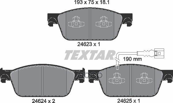Колодки передние с противошумной пластиной Q+ VW T5/Multivan 03->/Type ATE /WK+ TEXTAR 2462301 Textar арт. 2462301