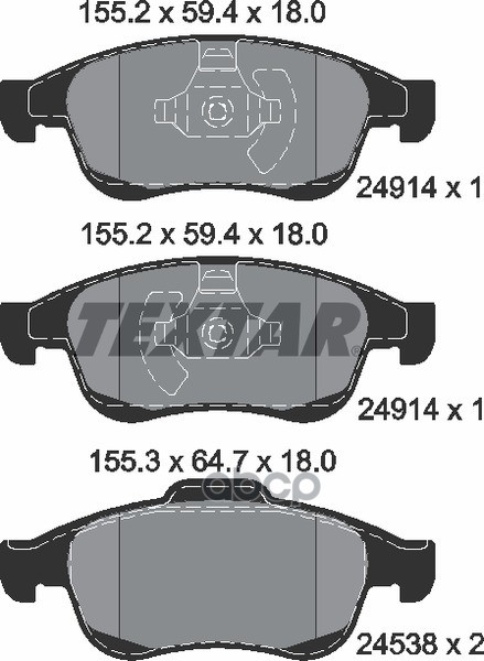 Колодки передние с противошумной пластиной Q+ RENAULT DUSTER 10-/FLUENCE 10-/MEGANE III 08- TEXTAR 2491401 Textar арт. 2491401