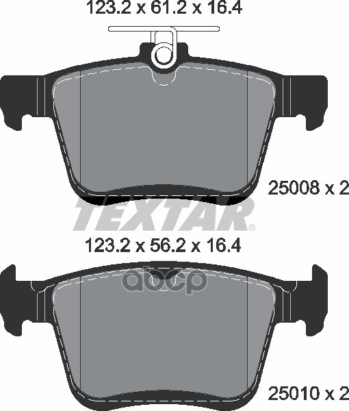 Колодки задние с противошумной пластиной Q+ AUDI A3 / VW Golf VII TEXTAR 2500801 Textar арт. 2500801
