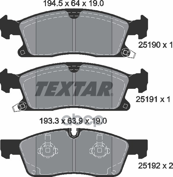 Колодки передние JEEP Grand Cherokee IV 2010->/MB GL(X166)/ML(W166) TEXTAR 2519002 Textar арт. 2519002
