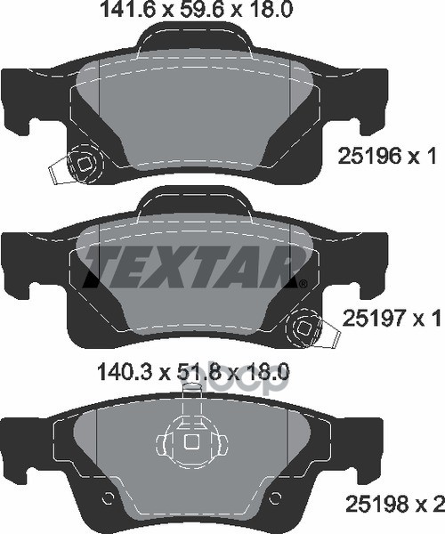 Колодки задние DODGE Durango III/JEEP Grand Cherokee IV TEXTAR 2519601 Textar арт. 2519601