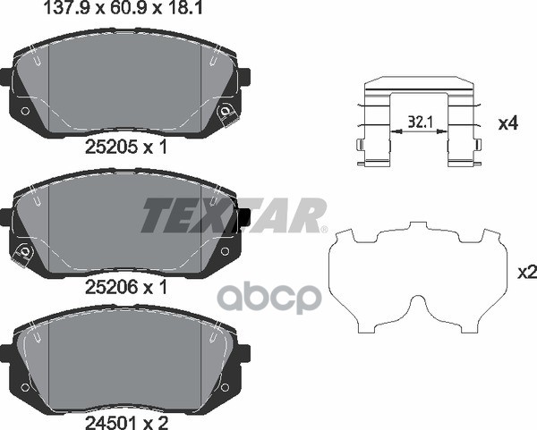 Колодки Тормозные Дисковые Передние Kia Sportage Iii 10- Hyundai Ix35 13- Textar арт. 2520504