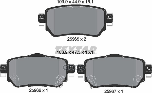 Колодки задние NISSAN Qashqai (J11) 2013-> TEXTAR 2596501 Textar арт. 2596501