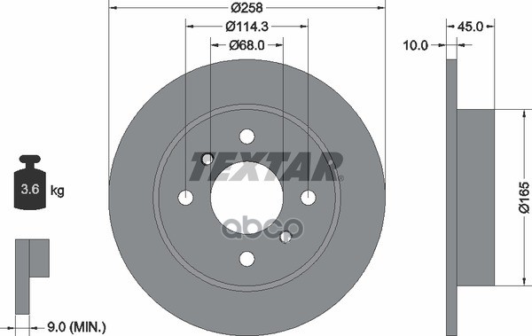 Диск тормозной задний стандартный NISSAN TEXTAR 92056400 Textar арт. 92056400