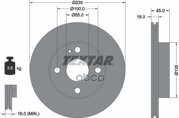 Диск Тормозной Laser Hatchback (Kf) Laser Schr?Gheck (Kf) Laser Saloon (Kf) Laser Stufenheck (Kf) La Textar арт. 92061500