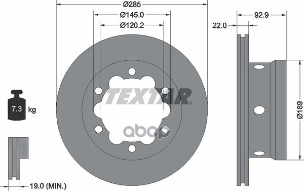 Диск тормозной задний MB 4T-Sprinter/VW LT 28-46 II /Vent D=285mm TEXTAR 92089803 Textar арт. 92089803