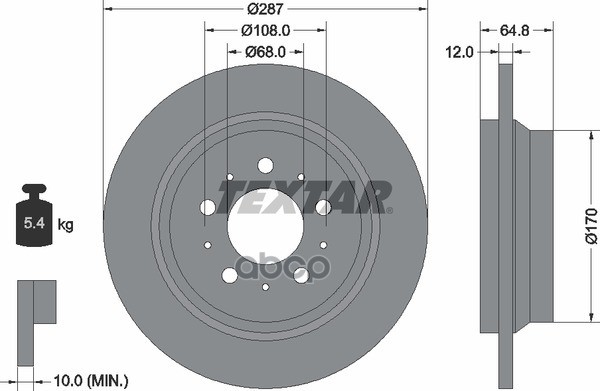 Диск тормозной задний с покрытием PRO VOLVO TEXTAR 92100703 Textar арт. 92100703
