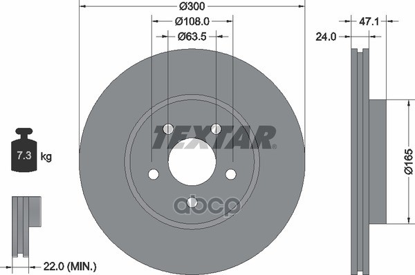 Диск Тормозной Ford Mondeo Iii 00-07 Перед. Вент. 1 Шт (Min 2 Шт) С Покрытием Pro Textar арт. 92109603