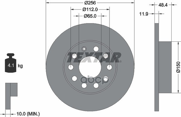 Диск тормозной задний с покрытием PRO AUDI/SEAT/SKODA/SKODA (SVW )/VOLKSWAGEN/VOLKSWAGEN TEXTAR 92121103 Textar арт. 92121103
