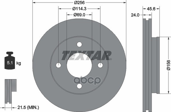 Диск тормозной передний с покрытием PRO MITSUBISHI/SMART TEXTAR 92134803 Textar арт. 92134803