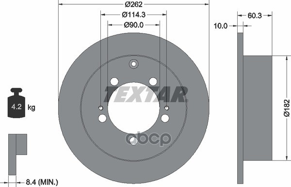 Диск тормозной задний с покрытием PRO CHRYSLER/MITSUBISHI/MITSUBISHI (BJC) TEXTAR 92136103 Textar арт. 92136103