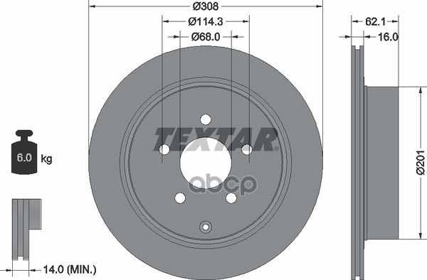 Диск тормозной задний с покрытием PRO INFINITI/NISSAN TEXTAR 92149303 Textar арт. 92149303
